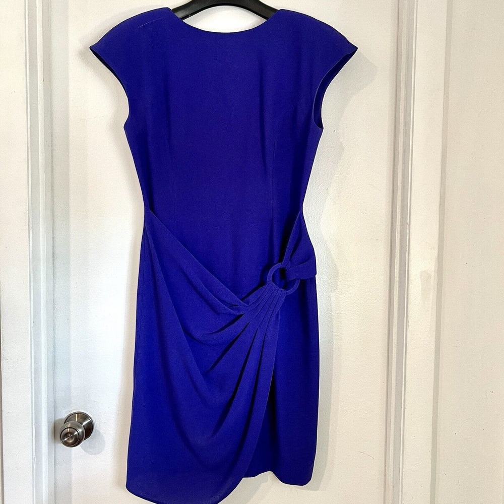 Vintage BUGARDI Sz 10 Cap Sleeve Draped Faux Wrap Sheath Party Dress W Pads